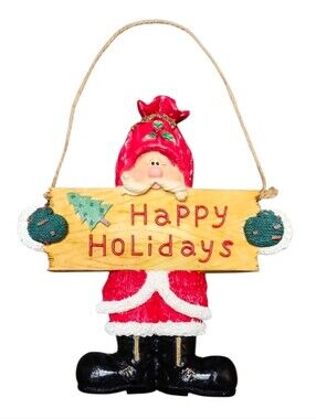 Holiday Time Happy Holidays Santa Wall Hanging Decoration